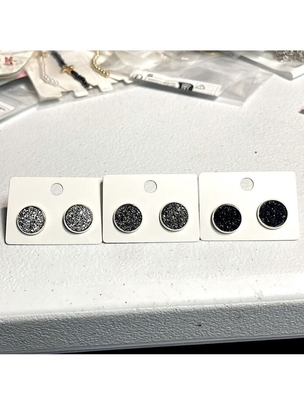 Round Druzy Stud Earrings Minimalist Vocation Style Stainless Steel Jewelry NIP